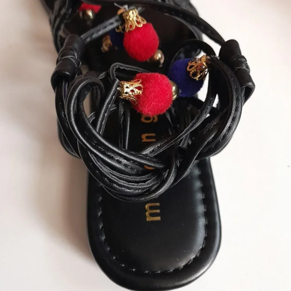 Madden Girl Women's Baliee Flat Sandal, Black Paris, 7.5 US ok
